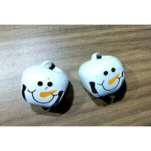 Snowman Jingle Bell Charms White Happy Face Holiday Christmas Craft 1 inch